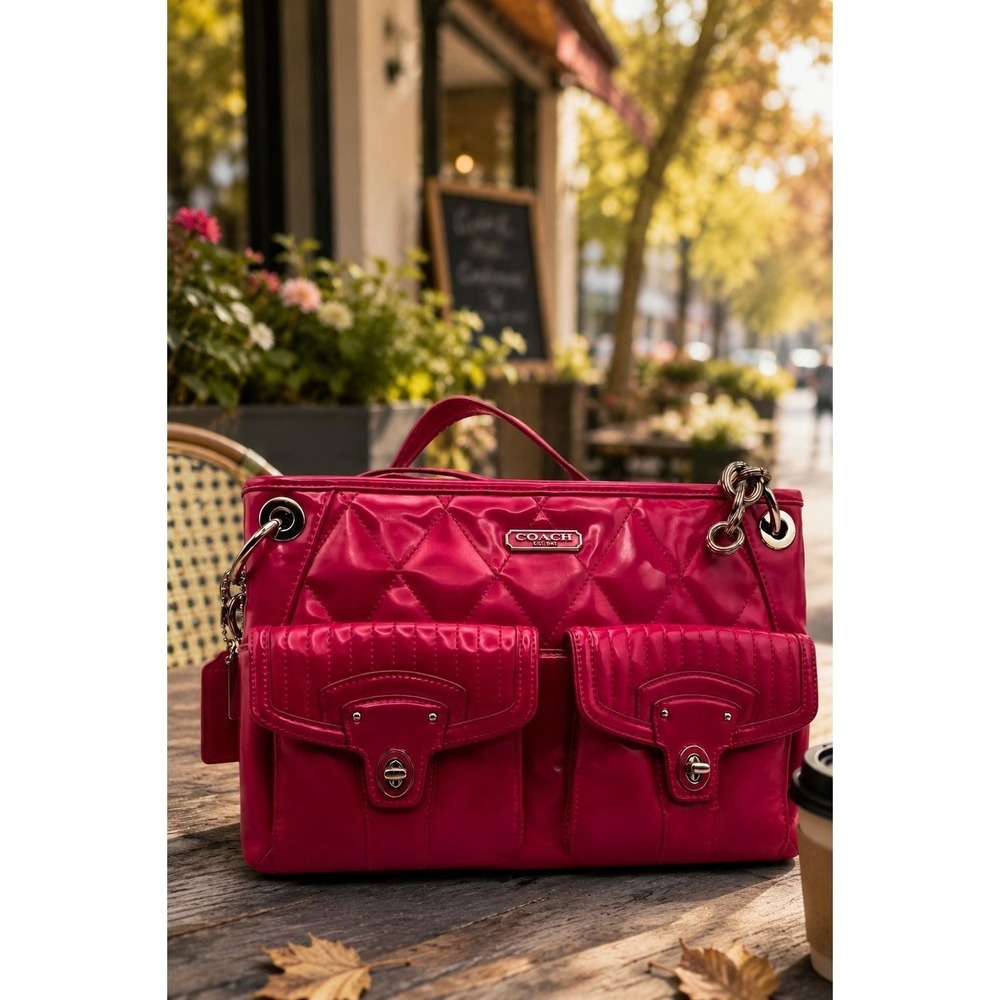 Coach Poppy Glam Patent Leather Pink Crossbody Shoulder Bag